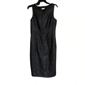 Akris Punto Slate Blue Black Silk Futter Sheath Dress Size 6
